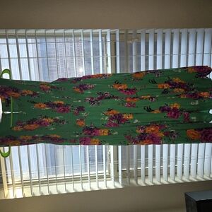 Floral Maxi Dress in Green with Purple and Orange